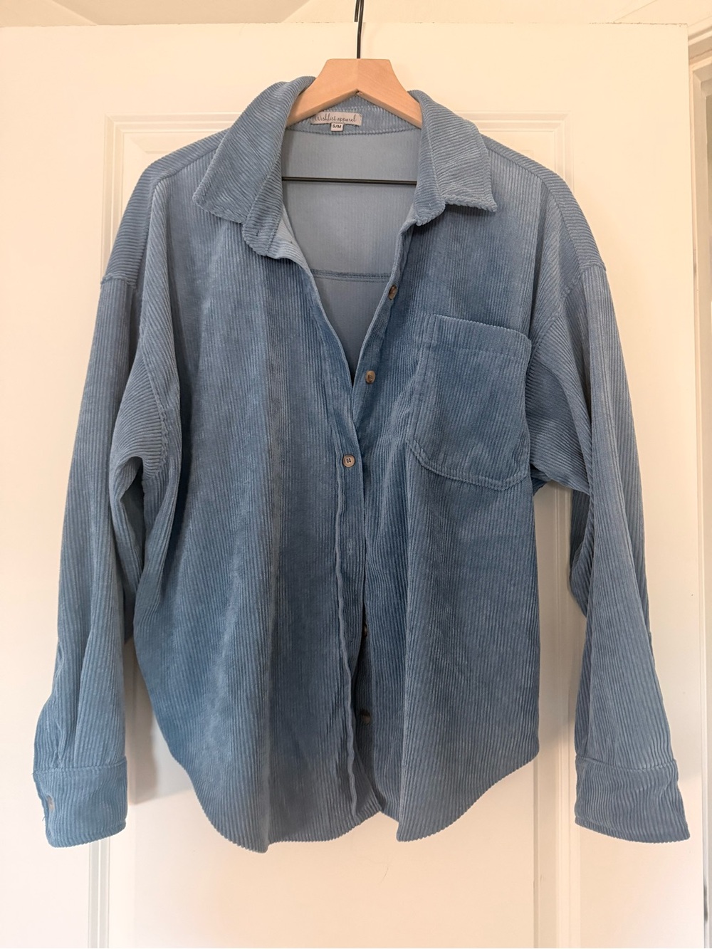 Light Blue Corduroy Button-Down Shirt - Women
